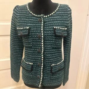 Essential Antwerp Wool Knit Tweed Jacket Office Coquette Boss Jeweled